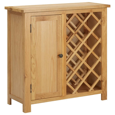alt="Wine Cabinet for 11 Bottles 80x32x80 cm Solid Oak Wood""