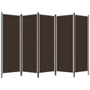 5-Panel Room Divider Brown 250x180 cm