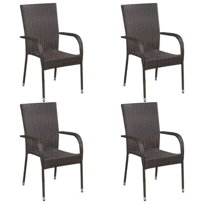 alt="Stackable Outdoor Chairs 4 pcs Poly Rattan Brown"