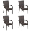 alt="Stackable Outdoor Chairs 4 pcs Poly Rattan Brown"