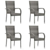 alt="Stackable Outdoor Chairs 4 pcs Grey Poly Rattan"