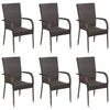 alt="Stackable Outdoor Chairs 6 pcs Poly Rattan Brown"