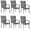 alt="Stackable Outdoor Chairs 6 pcs Grey Poly Rattan"