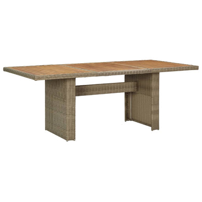 alt="Garden Dining Table Brown 200x100x74 cm Poly Rattan"