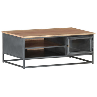 alt="Coffee Table Grey 90x50x35 cm Solid Acacia Wood""
