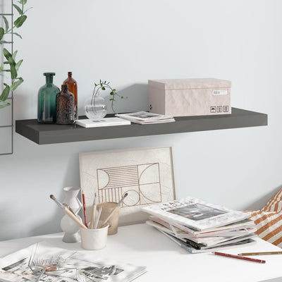 alt="Floating Wall Shelf High Gloss Grey 80x23.5x3.8 cm MDF"