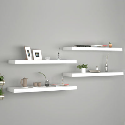 alt="Floating Wall Shelves 4 pcs White 80x23.5x3.8 cm MDF"