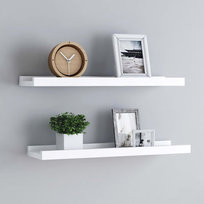 alt="Picture Frame Ledge Shelves 2 pcs White 40x9x3 cm MDF"