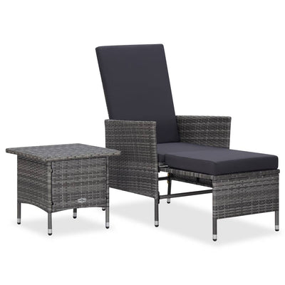 alt="2 Piece Garden Lounge Set with Cushions Poly Rattan Grey"