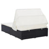 2-Person Sunbed with Cushion Poly Rattan Black