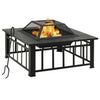alt="Garden Fire Pit with Poker 81x81x47 cm XXL Steel"