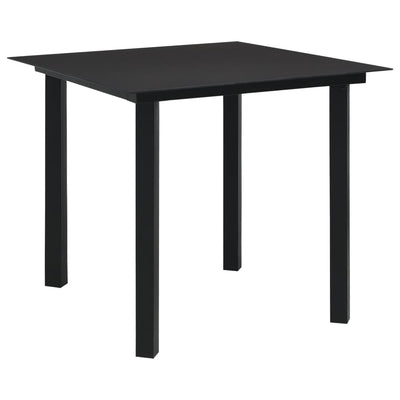 alt="Garden Dining Table Black 80x80x74 cm Steel and Glass"