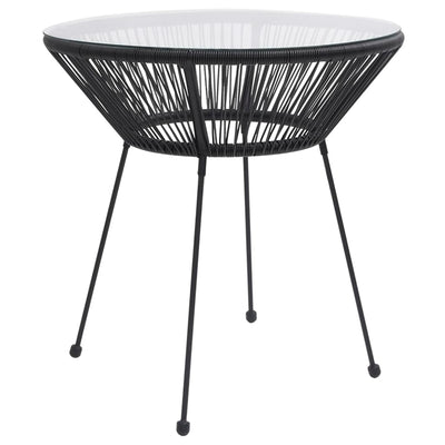 alt="Garden Dining Table Black Ø70x74 cm Rattan and Glass"
