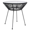 alt="Garden Dining Table Black Ø70x74 cm Rattan and Glass"