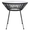 Garden Dining Table Black Ø70x74 cm Rattan and Glass