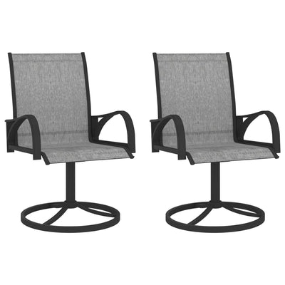 alt="Garden Swivel Chairs 2 pcs Textilene and Steel Grey"