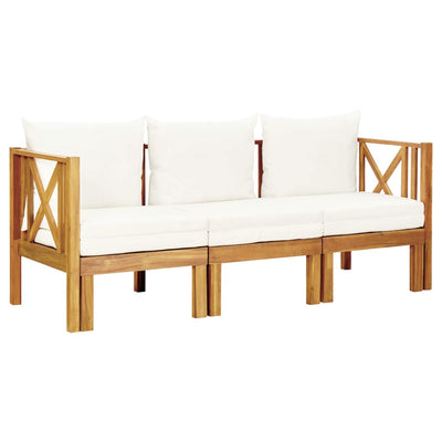 alt="3-Seater Garden Bench with Cushions 179 cm Solid Acacia Wood"
