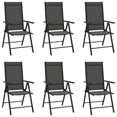 alt="Folding Garden Chairs 6 pcs Textilene Black"