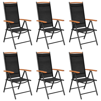 alt="Folding Garden Chairs 6 pcs Textilene Black"