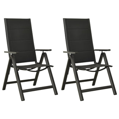 alt="Folding Garden Chairs 2 pcs Textilene and Aluminium Black"