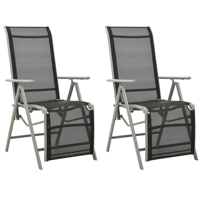 alt="Reclining Garden Chairs 2 pcs Textilene and Aluminium Silver"