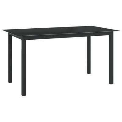 alt="Garden Table Black 150x90x74 cm Aluminium and Glass"