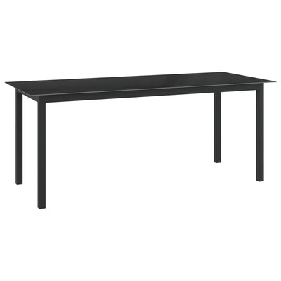 alt="Garden Table Black 190x90x74 cm Aluminium and Glass"