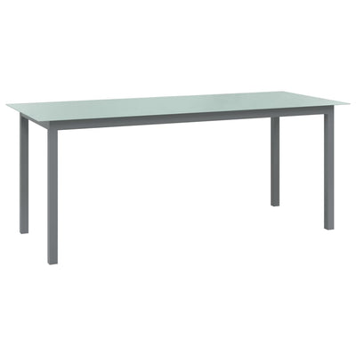 alt="Garden Table Light Grey 190x90x74 cm Aluminium and Glass"