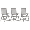alt="Garden Reclining Chairs 3 pcs Grey Solid Acacia Wood""