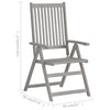 Garden Reclining Chairs 3 pcs Grey Solid Acacia Wood