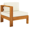 alt="Middle Sofa with 1 Armrest Cream White Solid Acacia Wood"