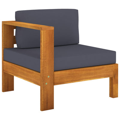 alt="Middle Sofa with 1 Armrest Dark Grey Solid Acacia Wood"