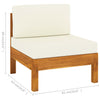Middle Sofa with Cream White Cushions Solid Acacia Wood