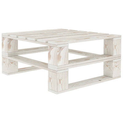 alt="Garden Pallet Table White Wood"