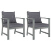 alt="Garden Chairs 2 pcs with Dark Grey Cushions Solid Acacia Wood""