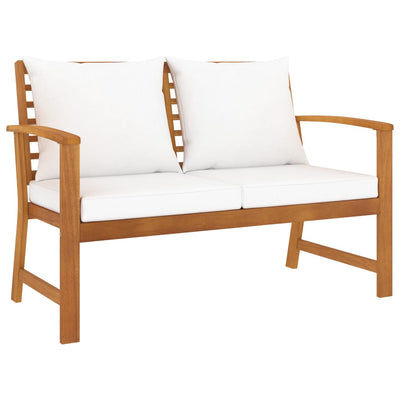 alt="Garden Bench 120 cm with Cream Cushion Solid Acacia Wood"