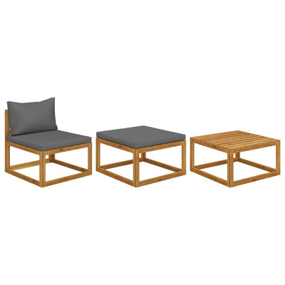 alt="3 Piece Garden Lounge Set with Cushions Solid Acacia Wood"