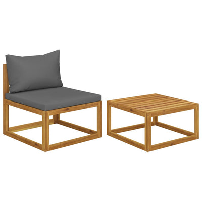alt="2 Piece Garden Sofa Set with Cushion Solid Acacia Wood"