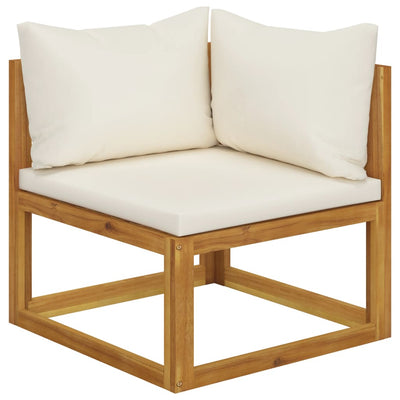 alt="Sectional Corner Sofa & Cream White Cushion Solid Acacia Wood"