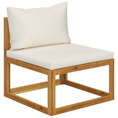 alt="Sectional Middle Sofa & Cream White Cushion Solid Acacia Wood"