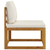 Sectional Middle Sofa & Cream White Cushion Solid Acacia Wood