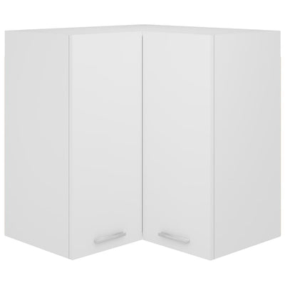 alt="Hanging Corner Cabinet White 57x57x60 cm Chipboard"