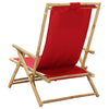 Reclining Relaxing Chair Red Bamboo and Fabric