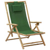 alt="Reclining Relaxing Chair Green Bamboo and Fabric"