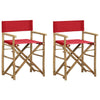 alt="Folding Director's Chairs 2 pcs Red Bamboo and Fabric"