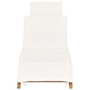 Folding Sun Lounger with Cream White Cushion Solid Teak Wood
