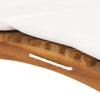 Folding Sun Lounger with Cream White Cushion Solid Teak Wood