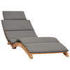 alt="Folding Sun Lounger with Dark Grey Cushion Solid Teak Wood"