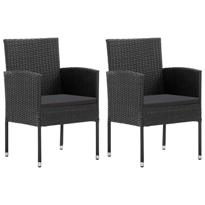 alt="Garden Chairs 2 pcs Poly Rattan Black"