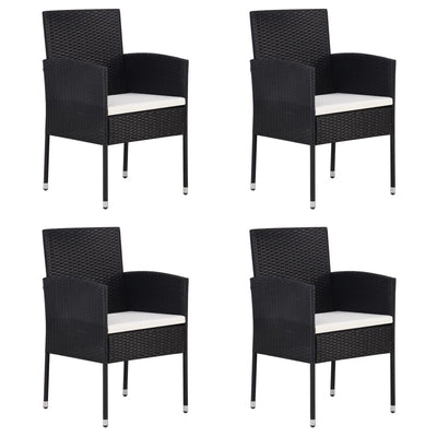 alt="Garden Chairs 4 pcs Poly Rattan Black"
